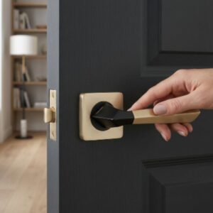 Alloytek - BERMUDA Brass Door Handle Combo Set with 60mm Pin Cylinder Lock & Knob