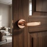 Alloytek - Bolt Rose Brass Door Handle Combo Set with 60mm Pin Cylinder Lock & Knob