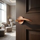 Alloytek - Bonn Rose Brass Door Handle Combo Set with 60mm Pin Cylinder Lock & Knob