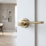 Alloytek - Boom Rose Brass Door Handle Combo Set with 60mm Pin Cylinder Lock & Knob
