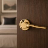 Alloytek - Boom Rose Brass Door Handle Combo Set with 60mm Pin Cylinder Lock & Knob