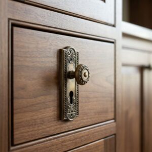 Alloytek - CD306 Brass Knob on Plate Set Antique Decorative Main Door Knob with Euro Profile Plate