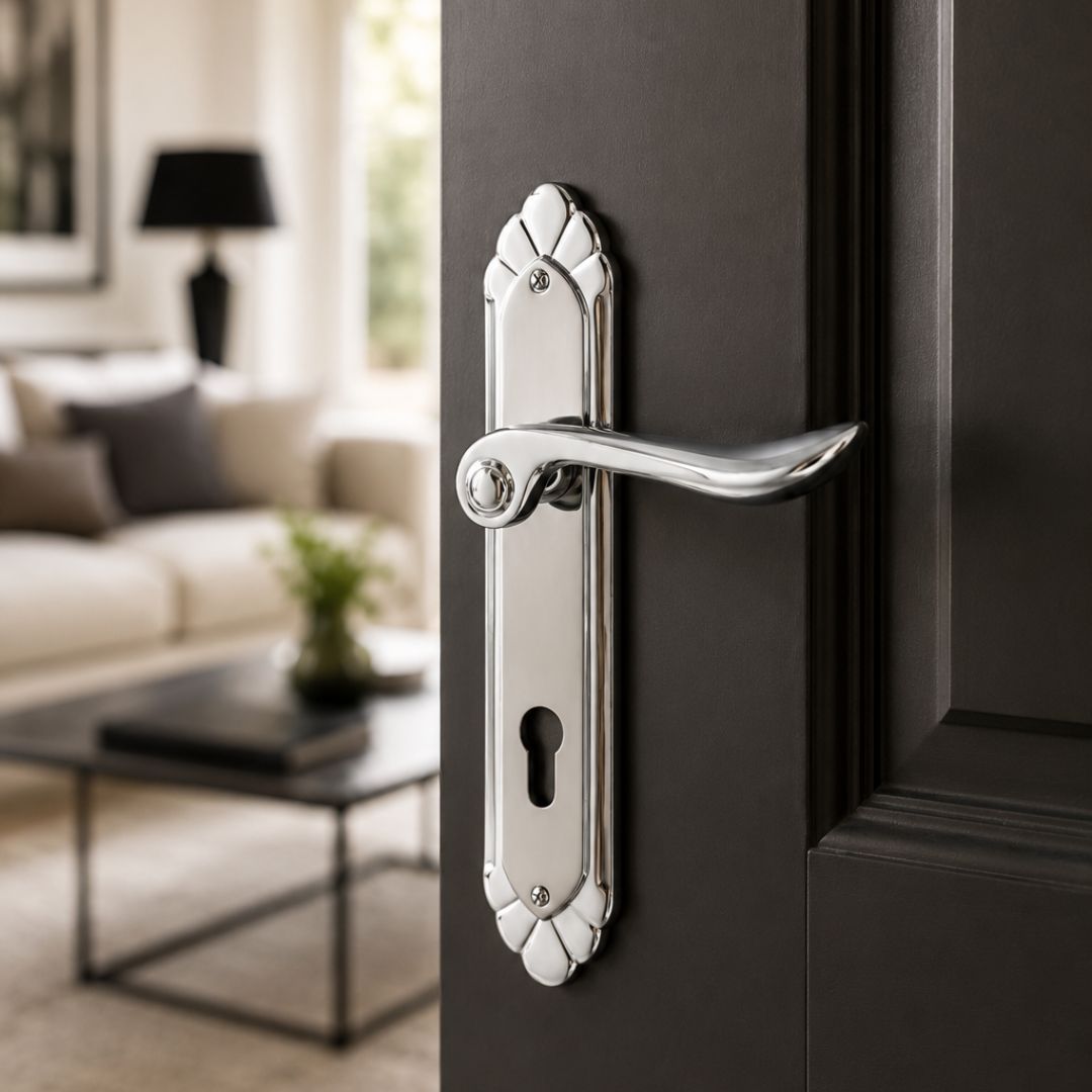 Alloytek - Cambridge Brass Door Handle Collection with Lock & Latch-3 Alloytek - Cambridge Brass Door Handle Collection with Lock & Latch