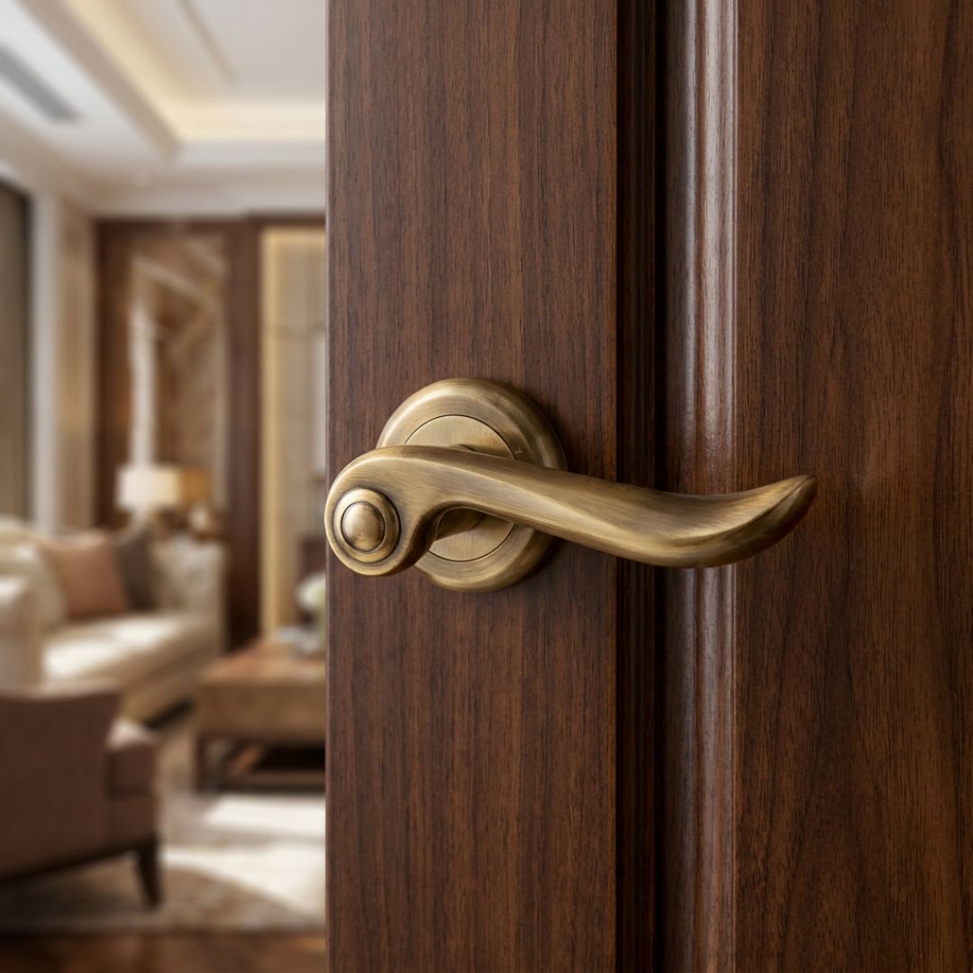 Alloytek - Cambridge Brass Door Handle Collection with Lock & Latch-6