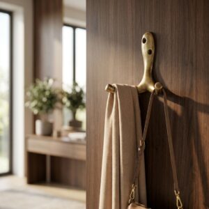 Alloytek - DHB715 Brass Double Hook Premium Wall Mounted Double Robe Hook for Bathroom & Wardrobe