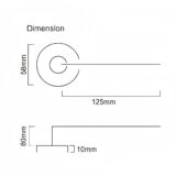 Alloytek - Linea Rose Brass Door Handle Combo Set with 60mm Pin Cylinder Lock & Knob