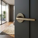 Alloytek - Linea Rose Brass Door Handle Combo Set with 60mm Pin Cylinder Lock & Knob