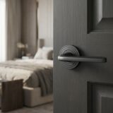 Alloytek - Linea Rose Brass Door Handle Combo Set with 60mm Pin Cylinder Lock & Knob