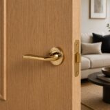 Alloytek - Linea Rose Brass Door Handle Combo Set with 60mm Pin Cylinder Lock & Knob