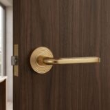Alloytek - Linea Rose Brass Door Handle Combo Set with 60mm Pin Cylinder Lock & Knob