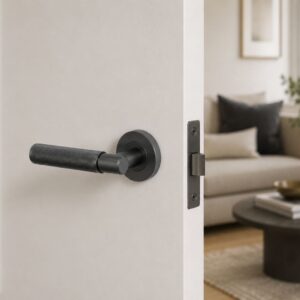 Alloytek - Rose Handle Rose Handle Baby Latch with 60mm Key Pin Cylinder & Knob Lock (QUARTZ)