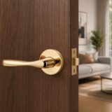 Alloytek - Shark Rose Brass Door Handle Combo Set with 60mm Pin Cylinder Lock & Knob