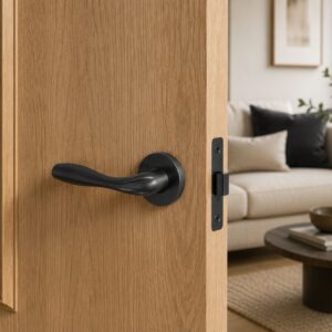 Alloytek - Shark Rose Brass Door Handle Combo Set with 60mm Pin Cylinder Lock & Knob