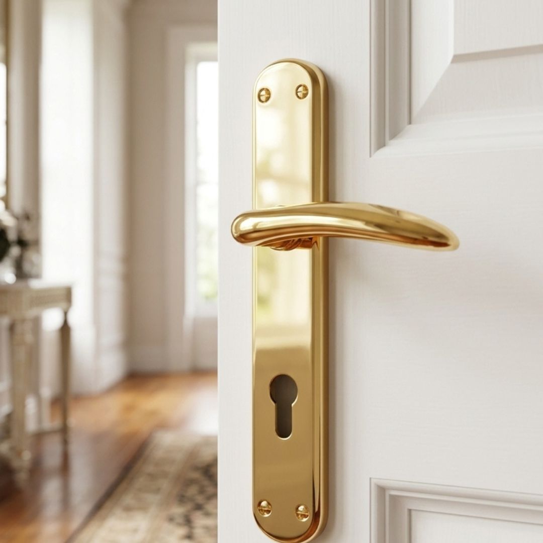 Alloytek - Topez Brass Door Handle Collection with Lock & Latch-3 Alloytek - Topez Brass Door Handle Collection with Lock & Latch