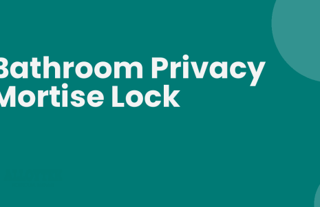 Bathroom privacy mortise lock with thumb turn on a bathroom door